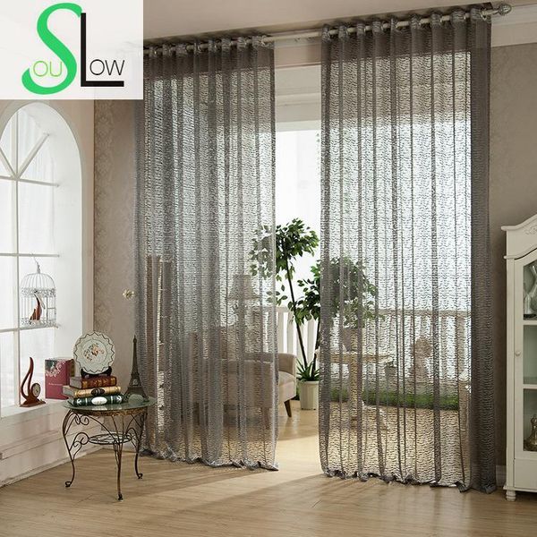 

slow soul dark gray exquisite jacquard curtain fabric hollow high grade pleated curtains tulle for living room kitchen sheer & drapes