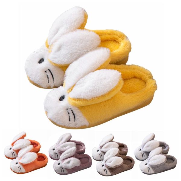 

first walkers kawaii cartoon kids slippers children boys girls furry shoes indoor home warm cotton pantufa zapatillas#