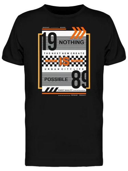 

nothing is possible 1989 graphic men's tee -image by shutterstock, White;black