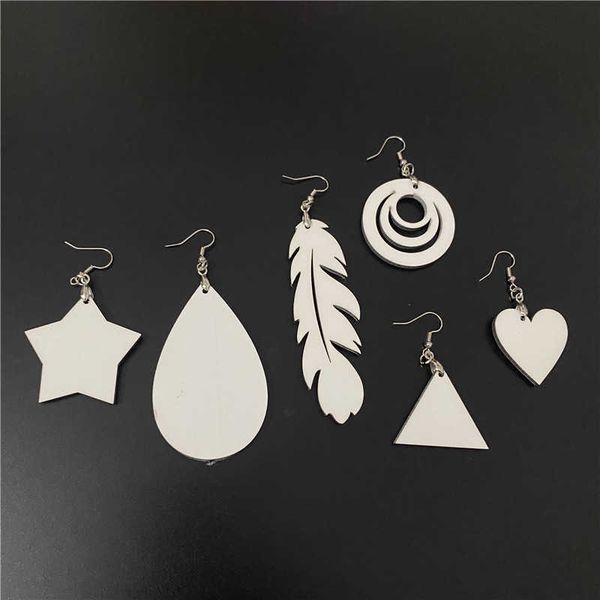 

craft wooden earring personalized custom gift sublimation blank ear drop with hook for diy heat transfer printing novelty adorab, Black