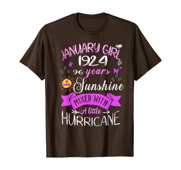 

january 1924 birthday gifts floral tee for teens t-shirt, White;black