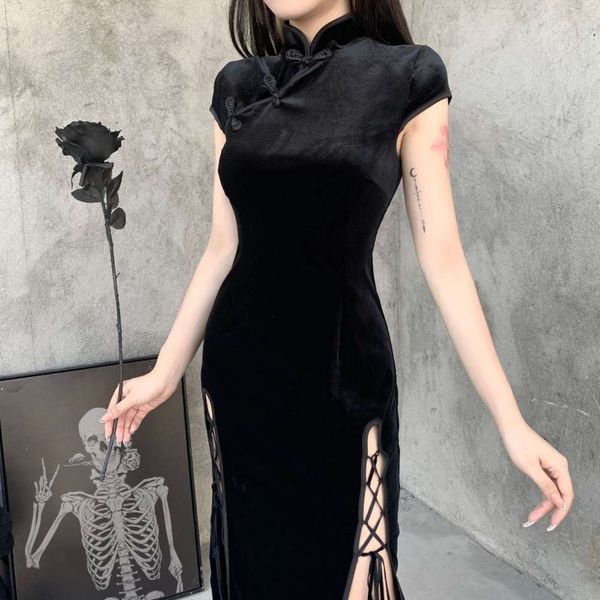 

style improved qipao autumn winter girl temperament slim, White;black
