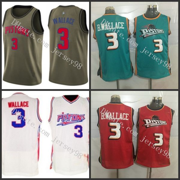 

detroit pistons men 1 tracy mcgrady #3 ben wallace basketball jersey, Black