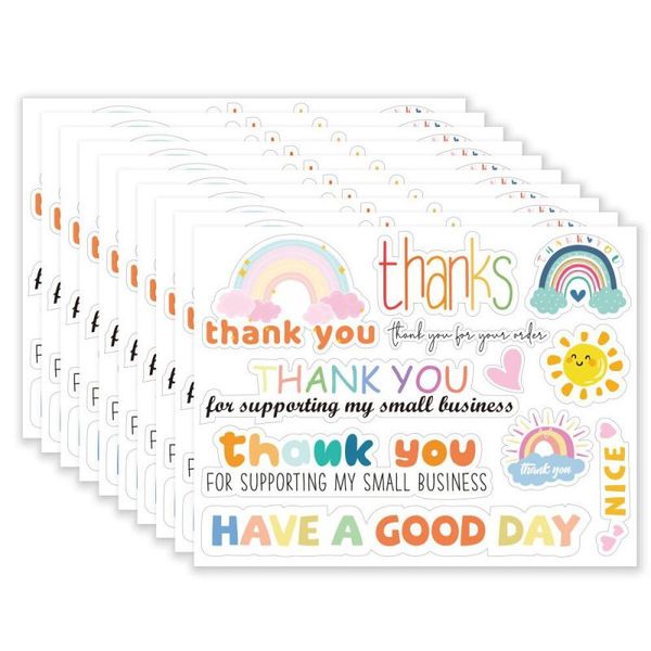 

gift wrap 10pcs rainbow thank you sticker decorative wrapping box label sealing stickers tags