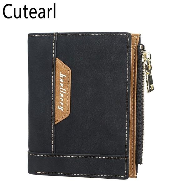 

quality men's short wallet soft leather business zipper clutch bag masculina bifold slim vintage card holders for men wallets, Red;black