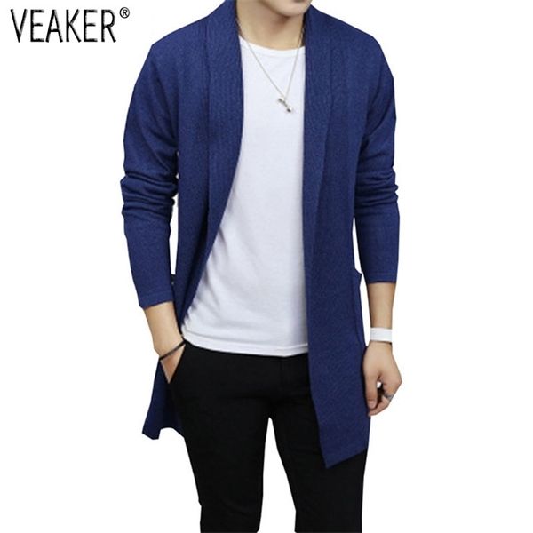 

2021 new men's autumn cardigan male casual knitted coat solid color long sleeve slim fit cardigans outerwear x0621, Black;brown