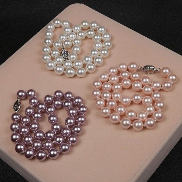 

chains 3 colors natural fresh water shell simulated pearl beads for jewelry making diy bracelet necklace 8/10mm strand 2021, Silver