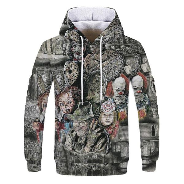 

men's hoodies & sweatshirts anime horror characters 3d street fashion hip hop hoodie drawing color sweatshirt pullover coat jacket and, Black