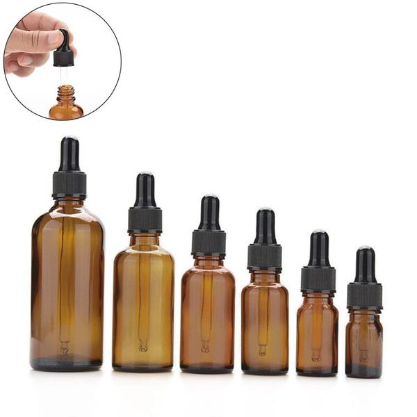 

storage bottles & jars 1pc 5/10/15/20/30/50/100ml amber glass liquid reagent pipette bottle eye dropper drop
