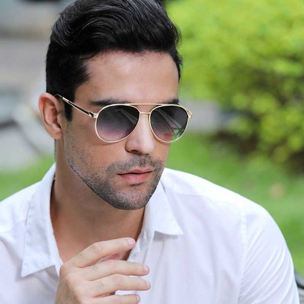 

sunglasses 2021 fashion classic pilot style gradient men rivet brand design sun glasses uv400 tyj-63, White;black