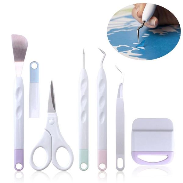 

professional hand tool sets 6pcs for cricut maker silhouette diy wording scraper tweezers spatula weeding kits craft vinyl tools set