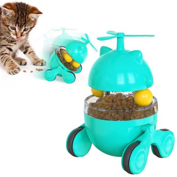 

cat toys funny tumbler toy with wheels stick treat leaking for cats kitten self-playing interactive pet products