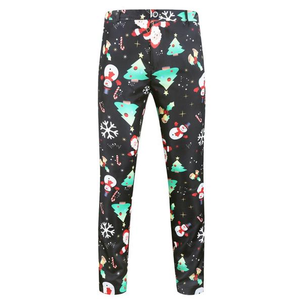 

men's pants streetwear casual fashion men christmas printed pencil thin mid waist jogger trousers, Black
