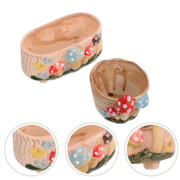 

planters & pots 2pcs unglazed ceramic hand painted succulent pot deskdecoration