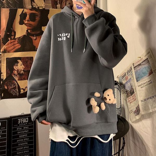 

hoodie y2k kawaii anime harajuku gothic threaded cuff sweatshirt ladies yellow bear doll crewneck women's hoodies & sweatshirts, Black