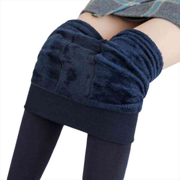 

jianweili winter leggings women plus velvet warm pants high elasticity solid women leggings plus size high waist, Black