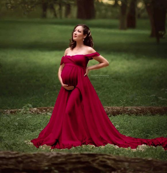 Сексуальные платья для беременных шифоновые длинные платья сплит открытый передний V-образным вырезом на беременность платье для беременности фотография принципиального платья для женщин одежда Y0924