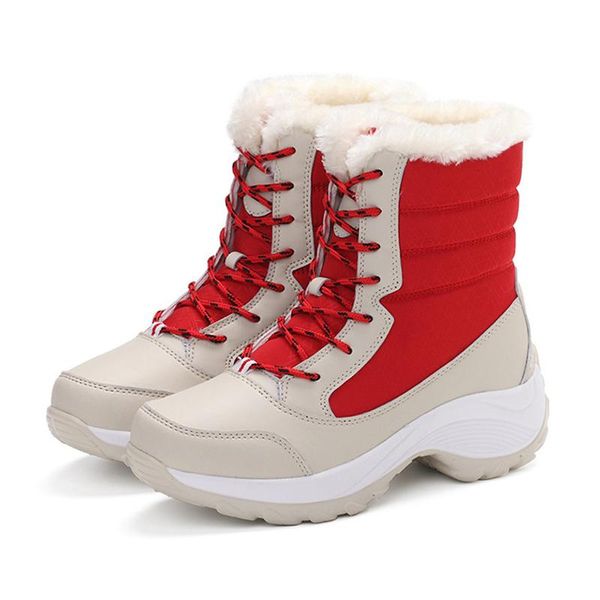 

boots women's 2021 winter plus velvet high to help shoes waterproof tube snow tide cotton, Black