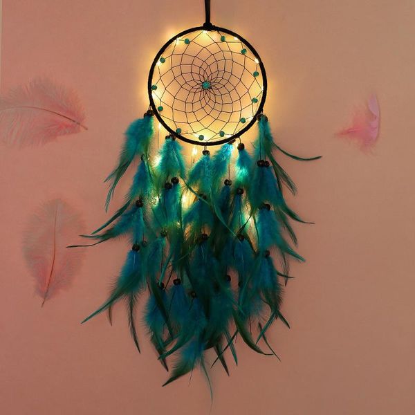 

decorative objects & figurines blue feathers dream catcher beautiful handmade macrame for wall hanging decor ts1 wind chimes decorations