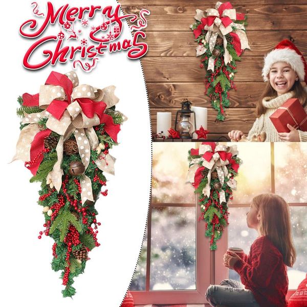 

decorative flowers & wreaths happy year christmas ornaments red fruit decoration door hanging wreath home party adornos de navidad
