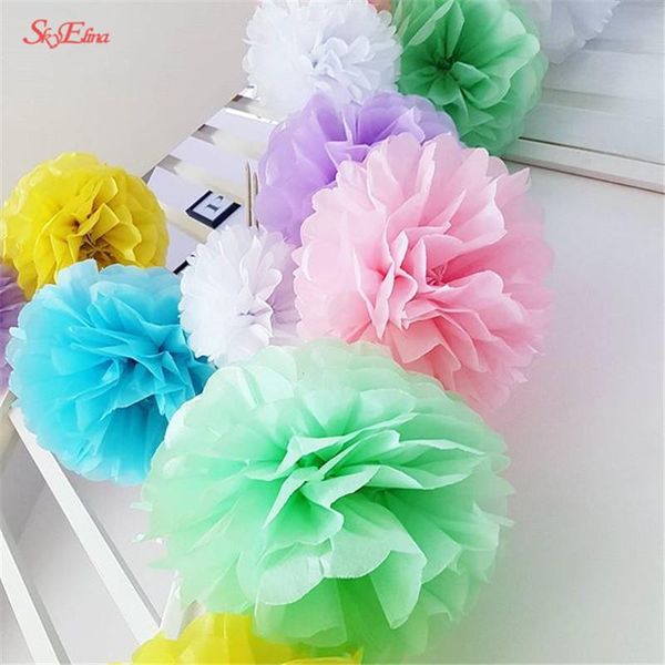 

decorative flowers & wreaths 10pcs 8 inch pompon tissue paper flower balls for wedding room decoration party layout supplies diy craft 7zsh0