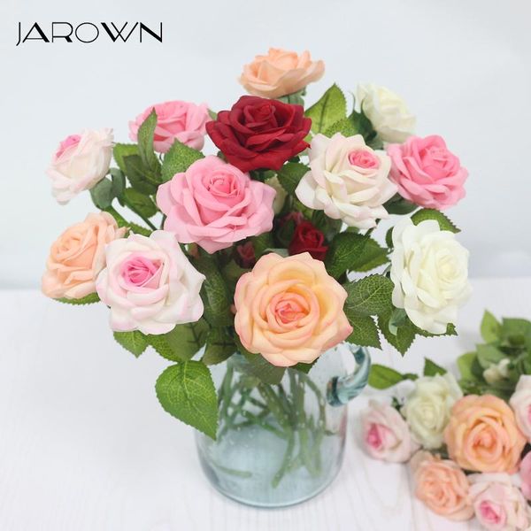 

decorative flowers & wreaths jarown artificial latex real touch rose 34cm home decoration fake flower wedding marriage flores artificiais pa