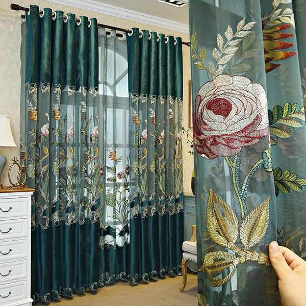 

fashion european-style curtains, living room bedroom balcony embroidered blackout curtains curtain & drapes