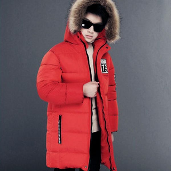

coat winter boy hooded thickness jacket kids 5-12 old size autumn 9bbt007, Blue;gray