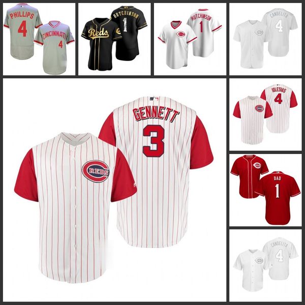 

cincinnati reds men 4 jose iglesias candelita 3 scooter gennett throwback 1 fred hutchinson womenyouthjersey, Black;red