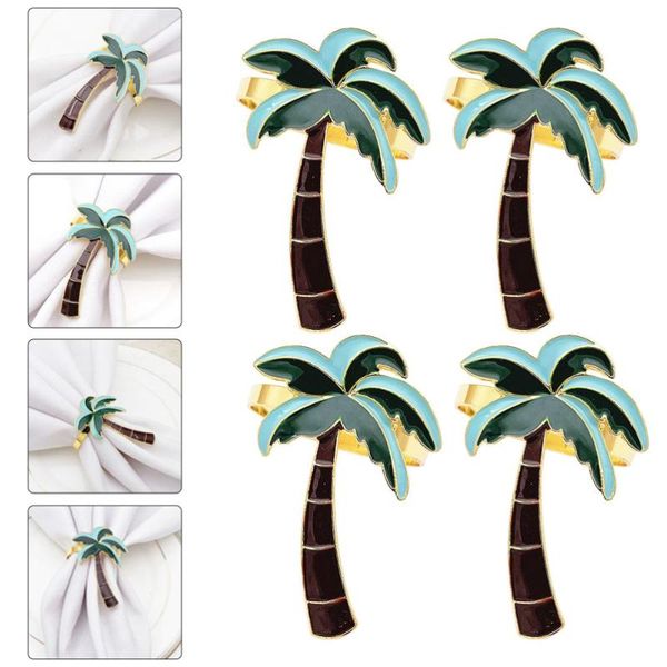 

napkin rings 4pcs hawaiian coconut tree shape restaurant ring buckle (colorful)