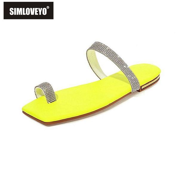 

women shoes flat crystal casual beach female slides for outdoor large size summer roman ladies rhinestone slippers plus 43, Black