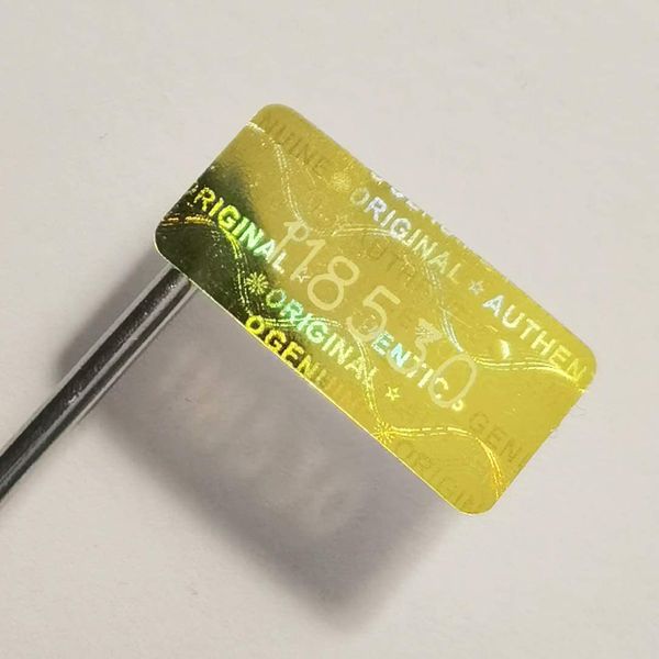Etiqueta adesiva quebrada anti-falsificação de ouro personalizada, embalagem anti-falsificada de mercadorias usadas uma vez, adesivos impressos