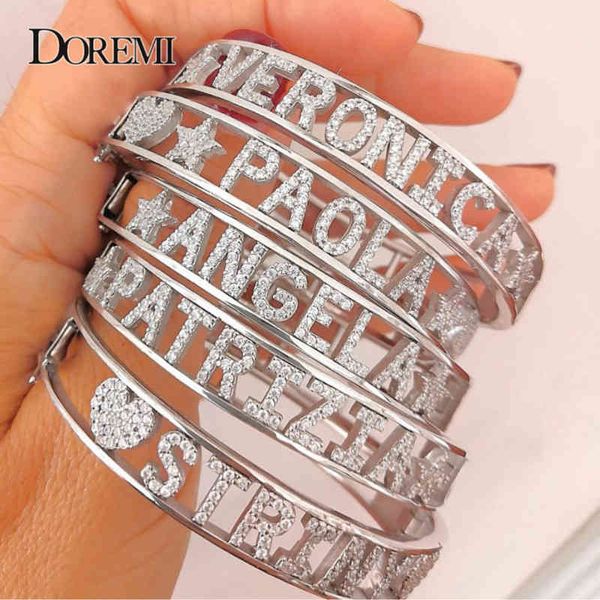 

doremi zircon bangles closed personality jewelry name number letters custom bracelet & bangle women, Black