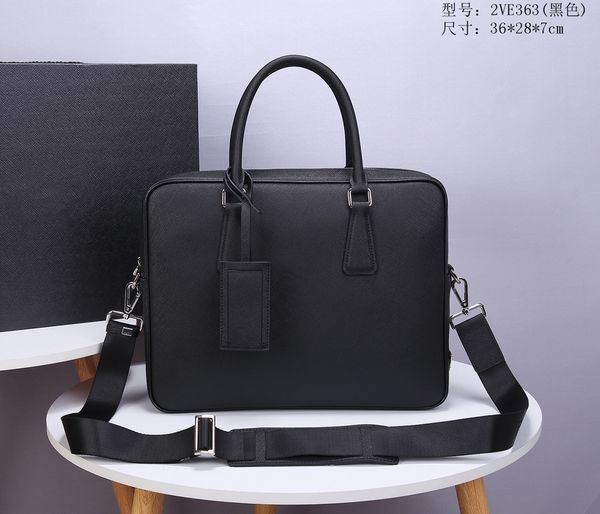 

2021 men's leather black blue designer briefcase large capacity lapbag retro fashion waterproof handbag office casual