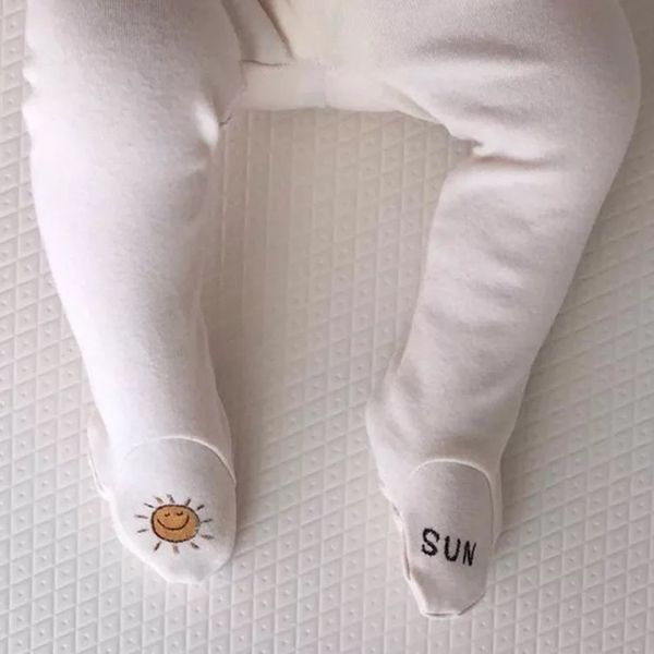 

spring autumn baby girls cartoon sun printed solid color leggings pure cotton infant kids panty-hose 210508, Blue