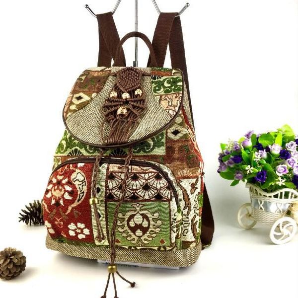 

outdoor bags original ethnic style backpack print canvas travel bag casual men and women school vintage mochila