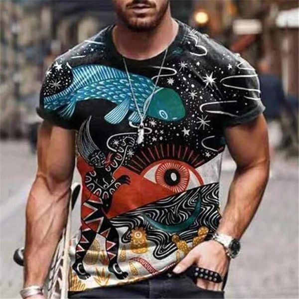 

men's t-shirts pattern 3d printing t-shirt fashion street casual sports shirt round neck, White;black