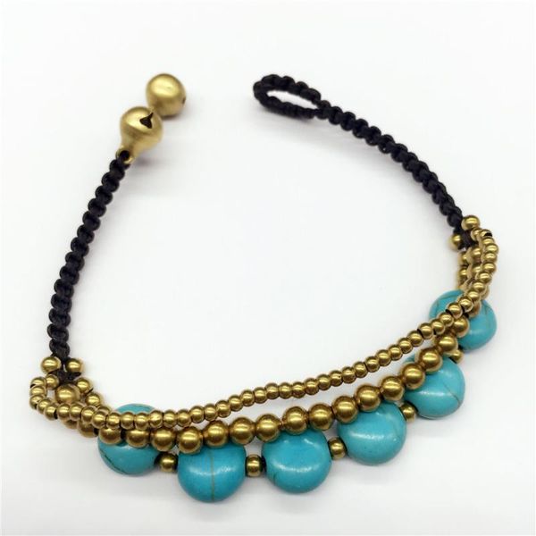 

charm bracelets natural stone bracelet trendy turquoises beads boho rope braided bangles for women handmade weave jewelry, Golden;silver