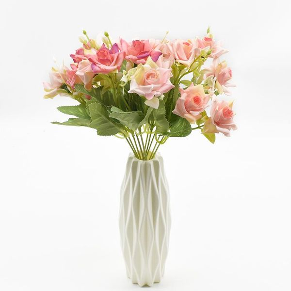 

heads 5 forks rose bouquet artificial flowers home decor diy background wall decoration indoor furnishings christmas wedding decorative & wr