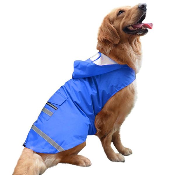 

dog apparel trsnser clothes blue golden retriever large dogs hooded legs waterproof and rainproof pet raincoat