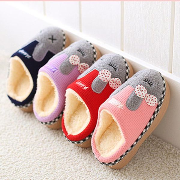 

slipper 2021 children' cotton slippers at home warm cartoon winter slip non-slip padded cute indoor h04, Black;grey