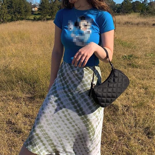 

skirts korean sweet girl plaid tie dye midi skirt women a-line mini style cute kawaii clothes high waist y2k fashion boho, Black