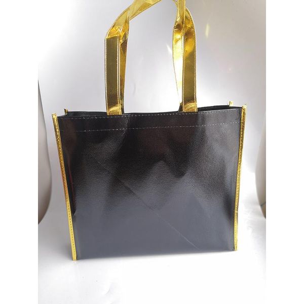 

100pcs/lot colorful metallic brilliant fashion non woven solid fabric shopping bags with handles large capacity grocery bag storage
