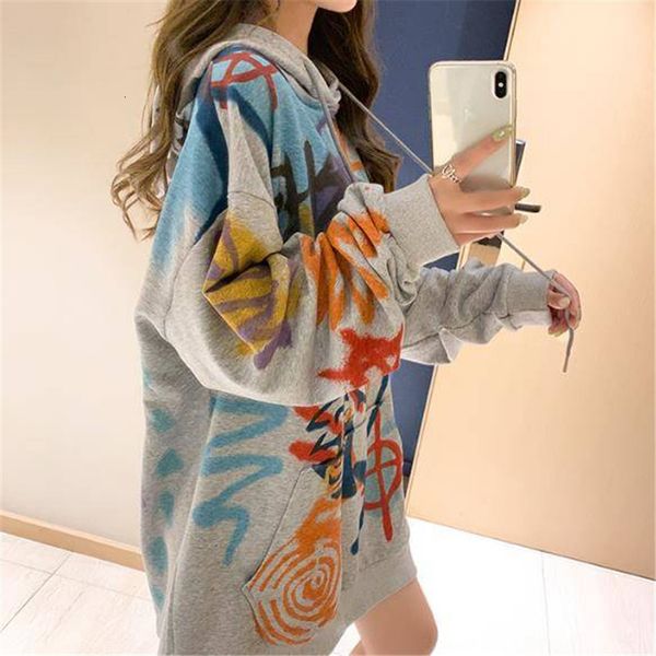 

women's hoodies & sweatshirts harajuku oversized sweatshirt with ladies'hood autumn doodling print hoodies long sleeve down pretty, Black
