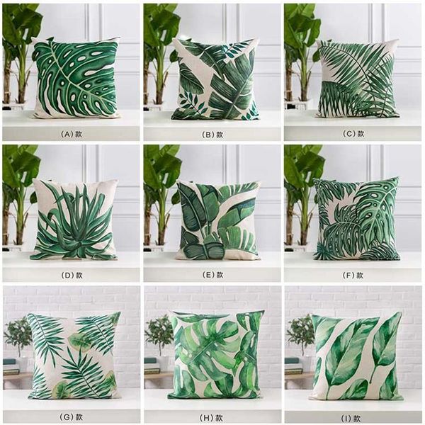 

wholesale green leaves pillow cover cushion tropical plants home decor throw pillows decorative pillowcase pillowsham cushion/decorative