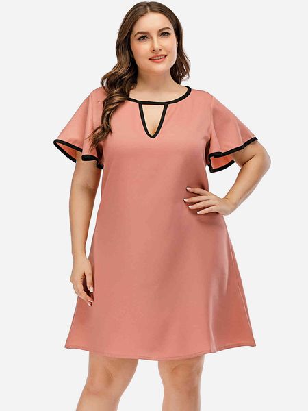 

plus size dresses hy863001 large temperament pink lotus sleeve