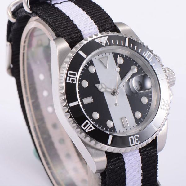 

wristwatches 40mm sterile dial date miyota 8215 automatic men's wristwatch sapphire glass ceramic bezel seeing case back, Slivery;brown