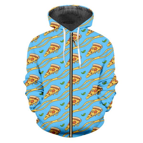 

men's hoodies & sweatshirts ifpd hip hop zip up 3d printing pizza hoodie men long sleeve graffiti oversized jacket streetwear harajuku, Black