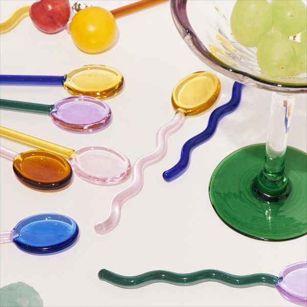 

spoons coloured glass spoon for lovely coffee dessert stir with versatile environmental reusable personality bending setting