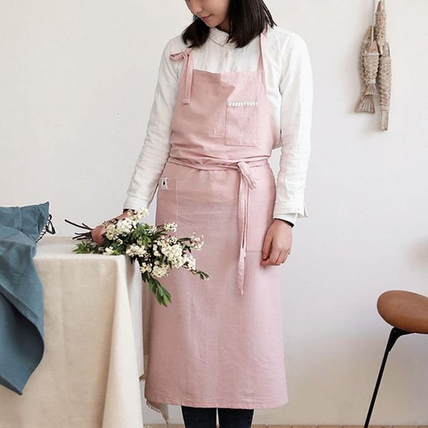 

adjustable gardening cotton blend work cooking solid with pockets casual easy clean kitchen painting japanese style bib apron aprons